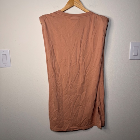 Farm Rio Graphic Print Muscle Tank T-Shirt Dress SM Tan Cotton Resort Tropical - Picture 4 of 4